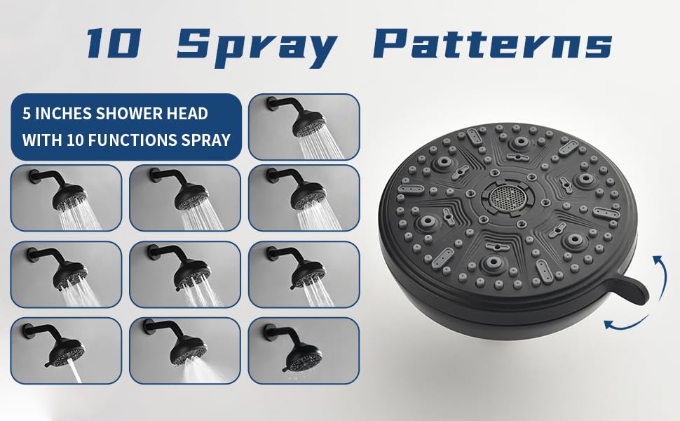 2 Handle Shower Faucet Set with Tub Spout Bathtub Shower Faucet Combo Set Shower System Complete Tub and Shower Trim Kit Matte Black Wall Mounted Shower Fixtures - color: Matte Black