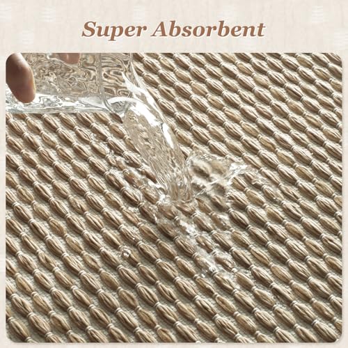 AMOAMI Unique Woven Bath Mat, Super Absorbent Non Slip Bath Mat, 18" x 30", Brown - color: Brown, size: 18" x 30"