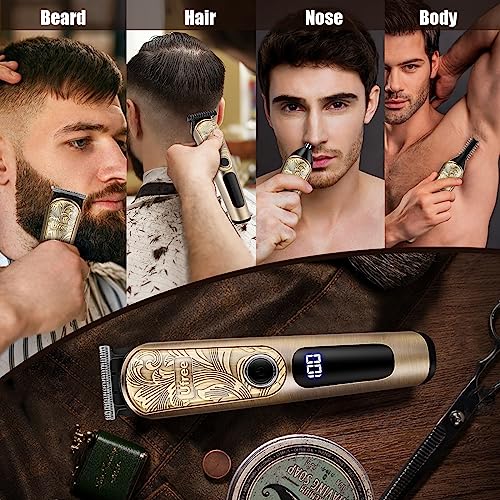Ufree Gifts for Men, Beard Trimmer with Charging Stand, IPX7 Waterproof Electric Razor Shavers for Men, Clippers for Hair Cutting, Mens Grooming Kit for Mustache Nose Facial Body - color: Gold
