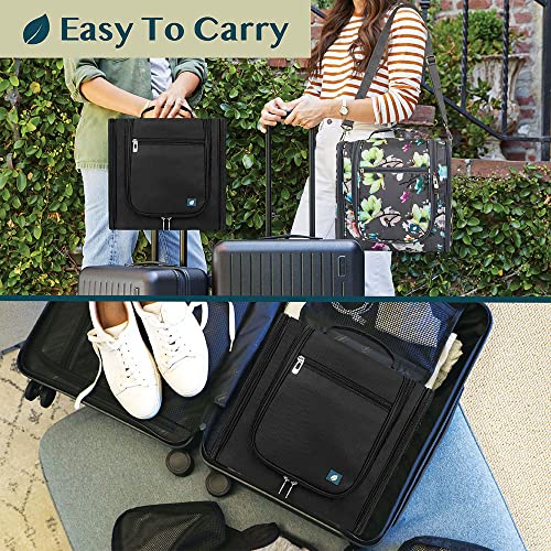 PAVILIA Extra Large Toiletry Bag Travel Bag for Women Men, Hanging Cosmetic Organizer, Water Resistant Makeup Bag for Accessories Toiletries, Travel Essentials Kit (Black) - color: Black, size: Extra Large (12x6x12.5)