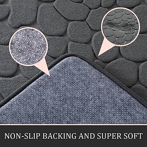 YIHOUSE Bathroom Rugs Mat Set, Memory Foam Bath Mat 2 Piece Dark Grey | 17x24&20x32, Non Slip, Water Absorbent, Washable, Bath Mat For Bathroom, Sink and Toilet - color: Dark Grey, size: 2' x 1'5" (Rectangular)