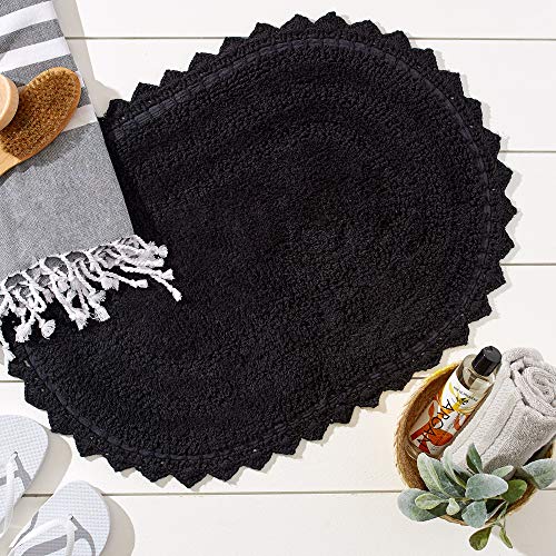 DII Crochet Collection Reversible Bath Mat, Large Oval, 21x34, Black - color: Black, size: 1'9" x 2'10" (Oval)