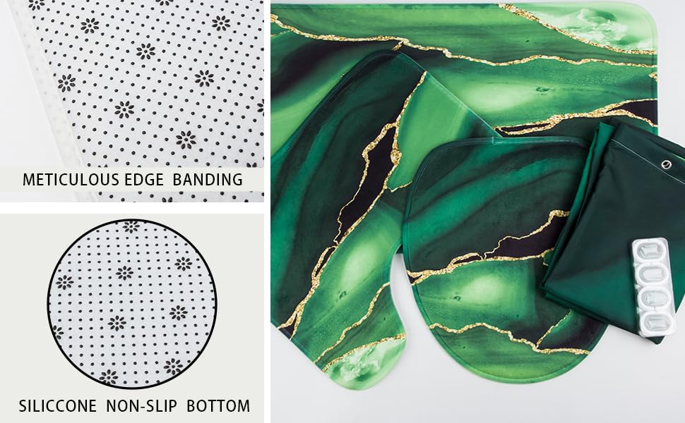 Marble Bathroom Sets with Rugs for Bathroom Decor, 72x72 Inches Gold Shower Curtain with Non-Slip Rugs and Accessories, Waterproof Machine Washable Bath (Curtain Set-Green Gold Marble12) - color: Curtain Set-green Gold Marble12