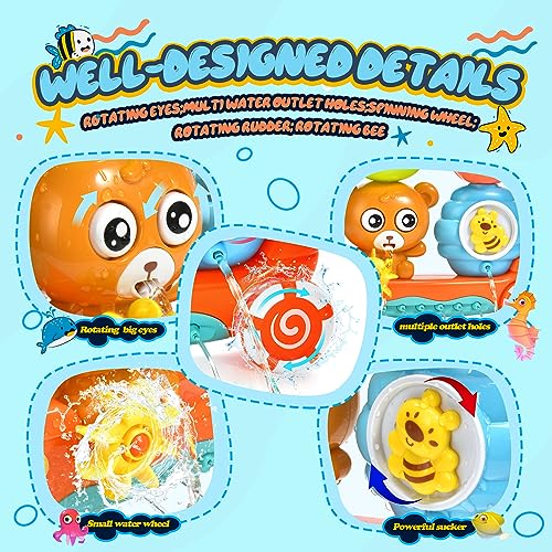 Baby Bath Toys for Kids Ages 1-3 Toddler Bath Toy Bear Bathtub Toys for Babies 12 Months Boys Girls Infant Water Tub Toys 1 2 3 Year Olds Preschool Learning Gift - style: Bear Bath Toys