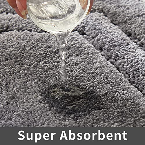COSY HOMEER Extra Thick Bath Linen Sets Rugs for Bathroom - Anti-Slip Bath Mats Soft Plush Yarn Shaggy 100% Strong Polyester Living Room Bedroom Water Absorbent(Grey,24x36 - Inches) - color: Grey, size: 2' x 3' (Oval)