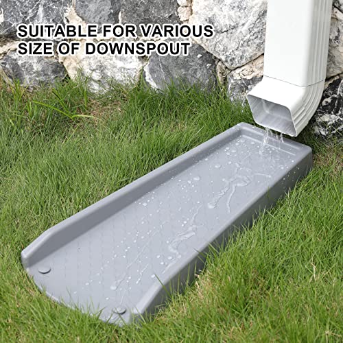 plusgutter Rain Gutter Downspout Splash Block, Gutter Downspout Extensions for Water Drainage, 24" Gutter Splash Guards Downspout Extender, Fixable Down spout Drain Trays with PE Nails(3 Pack, Gray) - color: Gray