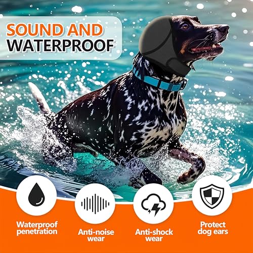 No-Flap Ear Wraps Dogs, Ear Muffs Bath Grooming, Soft Stretch Pet Ear Covers Drying Noise Comfort - color: Grey, size: Large