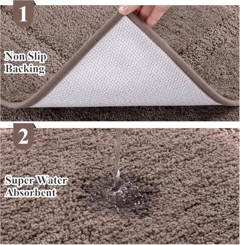SHACOS Microfiber Bathroom Rugs Set of 3 with Toilet Lid Cover Non Slip | Washable Bath Mat Absorbent Bathroom Carpet 16"x24"+U Shape Toilet Rug 20"x24"+Toilet Lid Cover 19"x21", Coffee - color: Coffee, size: 16"x24"+U-Shape 20"x24"+Lid Cover 19"x21"