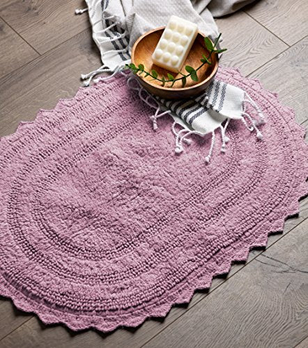 DII Crochet Collection Reversible Bath Mat, Small Oval, 17x24, Mauve - color: Mauve, size: 1'5" x 2' (Oval)