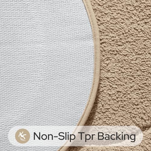 HOMEIDEAS Bathroom Rugs Sets 2 Piece, Soft Bathroom Mats and Absorbent Microfiber Machine Washable Bath Mats for Shower Room, Bathtub, Kitchen (20" x 32" + 16" x 24", Beige) - color: Beige