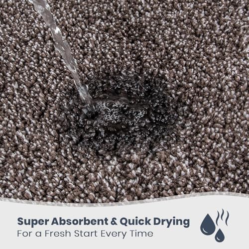 PURRUGS Bathroom Rug Non-Slip Machine Washable 24" x 36", Super Absorbent and Quick Dry Shaggy Microfiber Bath Mat, Extra Soft and Plush Bath Rug for Bathtub, Shower, and Sink, Brown - color: Brown, size: 24" X 36"