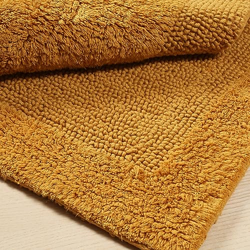 Savi Home Bath Mat Rug 17x24 Honey Mustard, 100% Pure Cotton, Super Soft Bath Rug, Plush & Absorbent, Hand Tufted Heavy Weight Construction, Full Reversible Step Out Rugs - color: Musturd, size: 1'5" x 2' (Rectangular)