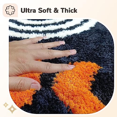 Boho Bathroom Rugs Cute Bohemian Bath Rug Non-Slip Microfiber Abstract Bath Mat for Bedroom Small Carpet Home Decor Soft Funny Black Washable Rugs for Kitchen Entryway/Washbainy/Shower 20x32 inch - color: Black, size: 1'8" x 2'8" (Rectangular)