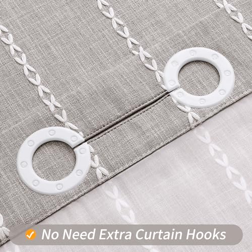 MitoVilla No Hooks Needed Farmhouse Shower Curtain with Snap-in Liner - with Window & Magnets, Boho Cotton Linen Fabric Shower Curtains with Tassels for Rustic Bathroom Decor, Grey Taupe, 72 x 74 - color: Grey - Win