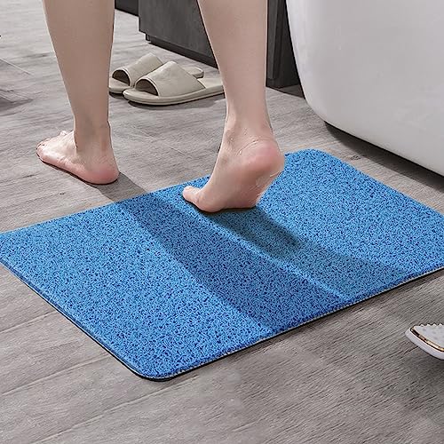 Asvin Soft Textured Bath, Shower, Tub Mat, 35x16 Inch, Phthalate Free, Non Slip Comfort Bathtub Mats with Drain, PVC Loofah Bathroom Mats for Wet Areas, Quick Drying - color: Blue, size: 35" x 16" (Rectangular)