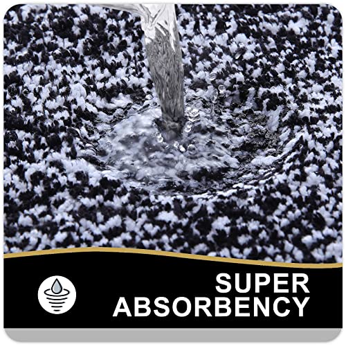 OLANLY Toilet Rugs U-Shaped 24x20, Extra Soft and Absorbent Microfiber Bathroom Rugs, Non-Slip, Machine Wash Dry, Plush Shaggy Contour Bath Mats for Toilet Base, Black - color: Black and White, size: 24" X 20" Contour Rug