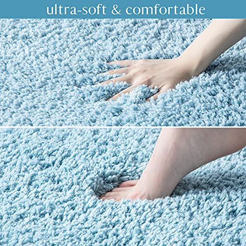 Ashler Runners Long Non Slip Bathroom Rug Sets 2 Piece, Blue Water Absorbing Ultra Soft Shower Rugs, Plush Machine Washable Bathroom Carpet, 24 x 36 & 24 x 72 inches