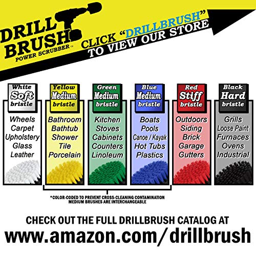 Cleaning Supplies - Drill Brush - Medium and Stiff Bristle MINI Spin Brush Kit - Kitchen Accessories - Clean and Scrub Counters, Stove, Oven, Sink, Flooring - Deck Brush - Algae, Mold, Mildew, Moss - color: Green / Red