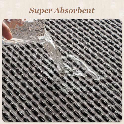 AMOAMI Unique Woven Bath Mat, Super Absorbent Non Slip Bath Mats for Bathroom Floor Textured Bathroom Mat Quick Dry Washable Bath Rug Boho Thin Rugs for Bathroom Beside Tub, 18" x 30", Black - color: Black, size: 18" x 30"