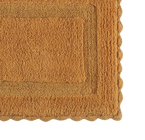 Savi Home Cotton Crochet Bathmat with Antiskid 17x24 Mustard, 100% Pure Cotton, Super Soft Bath Rug, Plush & Absorbent, Hand Tufted Heavy Weight Construction, Full Reversible Step Out Rugs - color: Mustard, size: 1'5" x 2' (Rectangular)