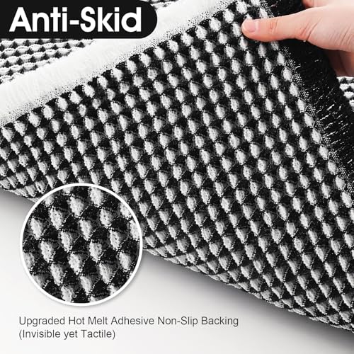Upgraded Waffle Bath Mat, 32"x20" Black & White, Super Absorbent Non-Slip Quick Dry Bathroom Rugs with Tassels, Machine Washable Ultra Soft Boho Bath Rugs for Floor, Toilet Mats Boho Farmhouse Decor - color: Black & White, size: 1'8" x 2'8" (Rectangular)