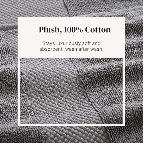 Modern Threads 600 GSM 6-Piece Towel Set with Filgree Jacquard Border Charcoal - color: Grey, style: Jacquard Border