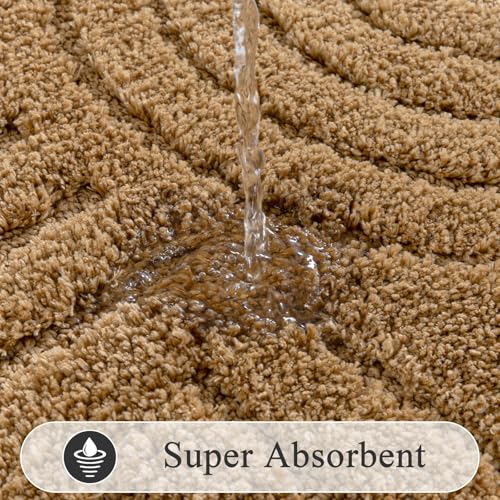 SHACOS Bathroom Rugs Sets 5 Piece Ultra Soft Absorbent Microfiber | Bath Mat with Bath Runner, U Shape Contour Rug, Toilet Lid Cover, Non Slip Machine Washable Carpet for Bedroom, Mustard - color: Mustard