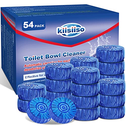 KIISIISO Multipurpose Bathroom Cleaners, 54 Pack Commercial & Household Toilet Bowl Cleaners, Blue Toilet Bowl Tablets Drop in Tank, Janitorial Deodorizers - size: 1 Count (Pack of 54)