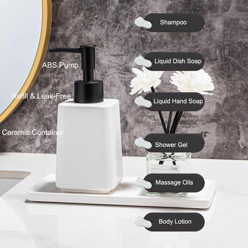 10OZ Matte Ceramic Soap Dispenser for Bathroom Liquid Hand Dish Pump Soap - color: Matte