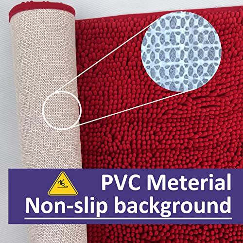 RUN HELIX Bathroom Rugs Sets 2 Piece, Luxury Shaggy Extra Thick Bathroom Rugs, Plush Non-Slip Mats for Bath Room Floor, Machine Wash, Ultra Absorbent, 32 x 20 + 24 x 16 Inches, Burgundy - color: Burgundy, size: 32"L x 20"W + 24"L x 16"W