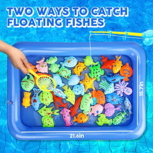 TOY Life 2-Player Magnetic Fishing Game for Kids 3-5 - Toddler Fishing Pole Set with Fish Toys - Bath & Pool Toys - Water Table Accessories - Educational Fishing Toy Rod for Boys Girls - color: 2 Kids Fishing Pole With Inflatable Pool