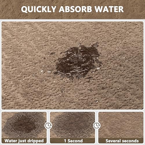 Bathroom Mat Quick Dry Low Profile Washable Bathroom Rugs Non Slip Bath Rug Ultra Thin Bath Mat Fit Under Door, Coffee 17" × 32" - color: Coffee, size: Medium(17"x 32")