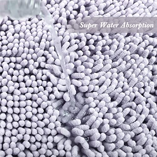 Non-Slip Bath Rug, 12 x 16 inches Extra Soft Microfiber Bedroom Shag Carpet with Anti-Slip Backing,Water/Dust Absorbent Fast Dry Shower Mat,Sound Insulated Stairs Pad,Machine Washable(Grey) - color: Grey, size: 1'4" x 1' (Rectangular)