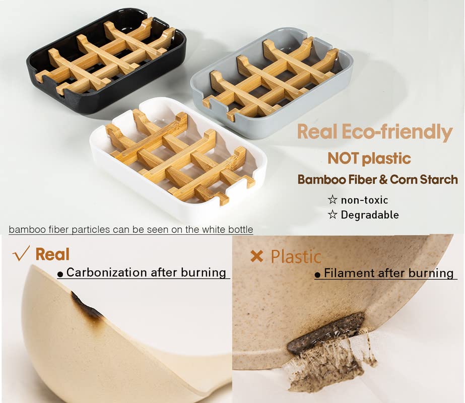 Eco-Friendly Bamboo Soap Dishes, Removable Soap/Sponge Holder for Home, Bathtub Soap Tray, Grey - color: Grey