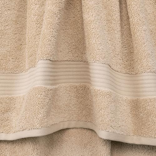 Cotton Paradise Turkish Towel Set, Soft Absorbent Quick Dry, 4 Piece Bath Towel Set, Beige - color: Beige, size: 4 PC SET (27x54")
