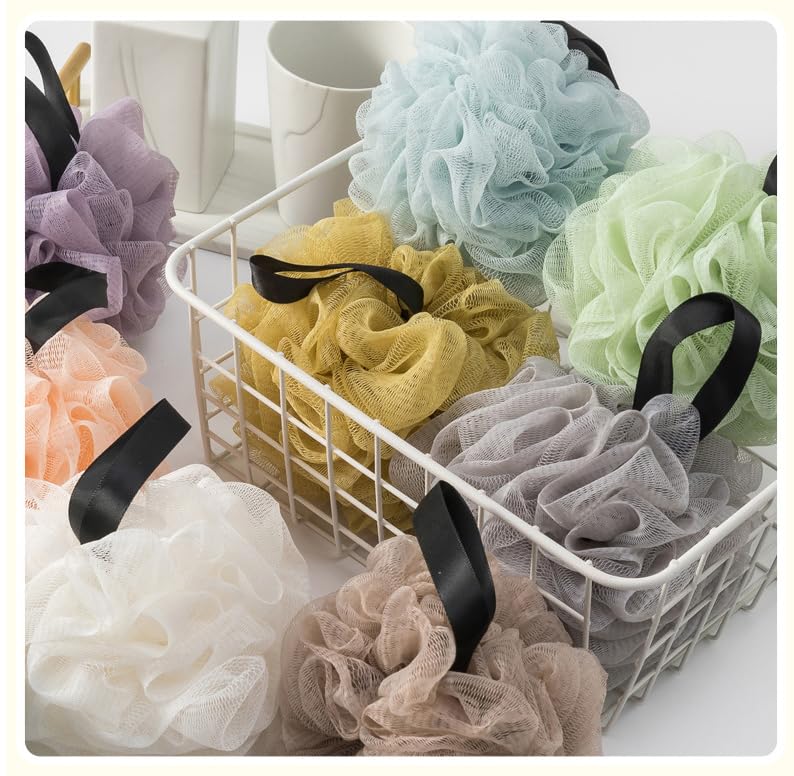 Loofah Sponges for Shower,Everything Light 8 Pack - Blue, Purple, Light Green, Beige, Orange, Yellow, Peacock Green & Khaki - color: All Light Colors, size: 1 Count (Pack of 8)