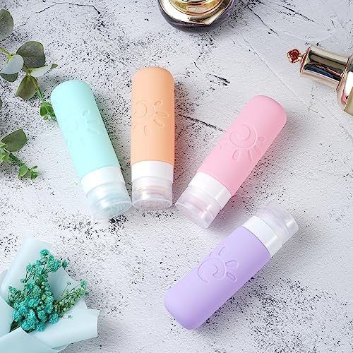 Zafit Travel Bottles for Toiletries, TSA Approved Travel Containers 3oz Leak Proof Travel Tubs Refillable Liquid Travel Accessories for Shampoo Conditioner Lotion Body Wash(Multicolored C) - color: Multicolored C