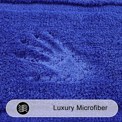 SHACOS Royal Blue Bathroom Rugs Sets 3 Piece Bath Mat U Shaped Toilet Rug | 20x32+ 16x24+ 20x24, Soft Fluffy Microfiber Bath Rugs Set, Non Slip Washable Absorbent Bathroom Floor Mats Carpet Shower Rug - color: Royal Blue, size: 16"x24"+ 20"x32"+U Shape 20