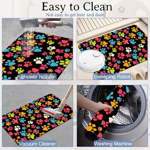 Elightvap Bath Mat Paw Bathroom Rug,Soft and Non Slip Dog Paws Print Bath Rugs,Quick Drying Machine Washable Floor Mat 17 * 29.5 Inches for Shower Room,Bathtub,Kitchen Bathroom - color: Dog Paws Print