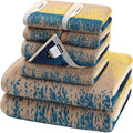 8-Piece Cotton Bath Towel Set for Bathroom, Hanging Loops, Coastal Ombre | Complete starter set for daily showers, sink-side use, small bathrooms, and guest baths, OEKO-TEX certified, easy care - color: C02: Colorful - Beach