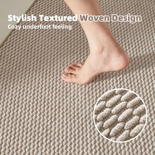 TYUU Bathroom Rugs Non Slip Washable, Super Absorbent Thin Bath Mat Quick Dry Low Pile Bathroom Rug, Beige 24"x47" - color: Beige01, size: 2' X 3'11" (Rectangular)