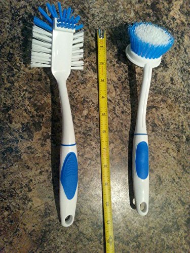 Brush Set, Includes 3 All Purpose Scrub Brushes for Cleaning Kitchen or Bathroom, White and Blue