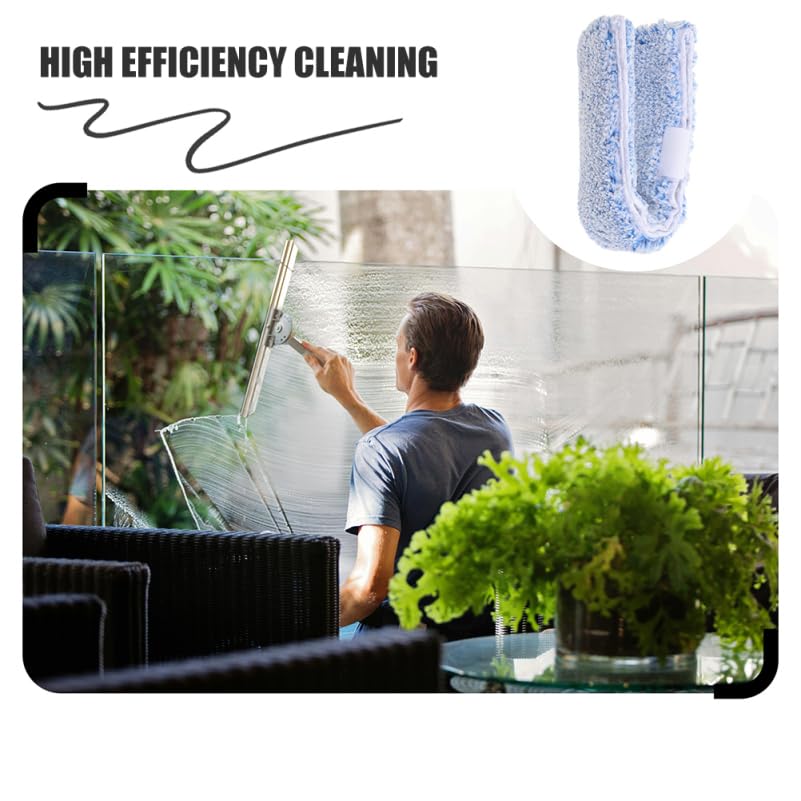 Ipetboom Replacement Window Scrubber Pads 4 Pack Reusable Microfiber Window Cleaner Refills for Bathroom Mirrors Tabletops Glass Cleaning 14.17 X 2.75 X 1.57 in