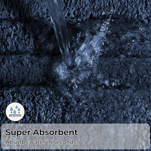 GRANNY SAYS Navy Bathroom Rugs, Bath Mats for Bathroom Non-Slip, Super Soft and Water Absorbent, Extra Large Bath Rugs Washable, Microfiber Bath Rugs for Floor, Tub and Shower, 59" x 20" - color: Deep Blue, size: 1'8" x 5' (20" x 60")