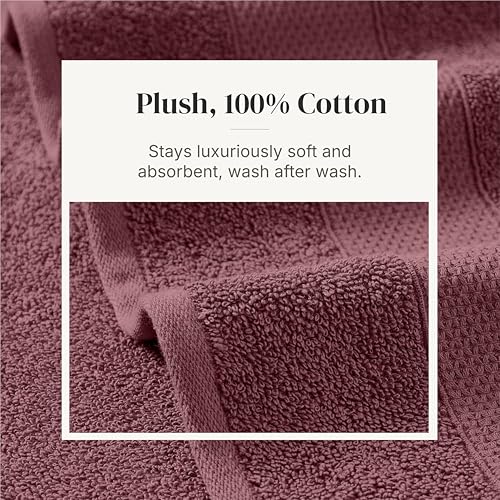 Modern Threads Pax 6-Piece Reversible Yarn Dyed Jacquard Towel Set - Bath Towels, Hand Towels, & Washcloths - Super Absorbent & Quick Dry - 100% Combed Cotton, Rosewood - color: Rose, style: Wide Stripe