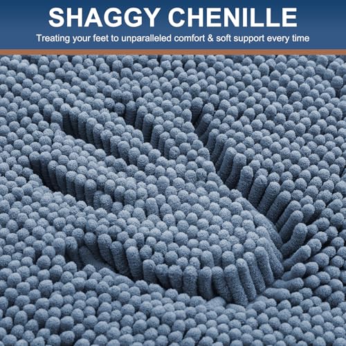 Smiry Luxury Chenille Toilet Rugs U-Shaped 20x20, Soft Absorbent Non-Slip Contour Bathroom Rugs for Toilet, Machine Washable Contoured Bath Mats, Grayish Blue - color: Grayish Blue, size: 20" X 20" Contour Rug