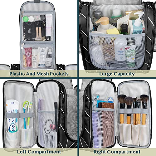 PAVILIA Extra Large Toiletry Bag Travel Bag for Women Men, Hanging Cosmetic Organizer, Water Resistant Makeup Bag for Accessories Toiletries, Travel Essentials Kit (Black Chevron) - color: Black Chevron, size: Extra Large (12x6x12.5)