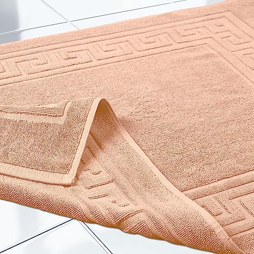 Superior Heavyweight Cotton Bath Mats, Bath Rugs For Bathroom Accessories, Washable Rug For Shower, Bath, Toilet, Modern Decor, No Backing, Luxury Hotel And Spa Quality, Set of 2, 22" x 35", Peach - color: Peach, size: 22" x 35" (Set of 2)