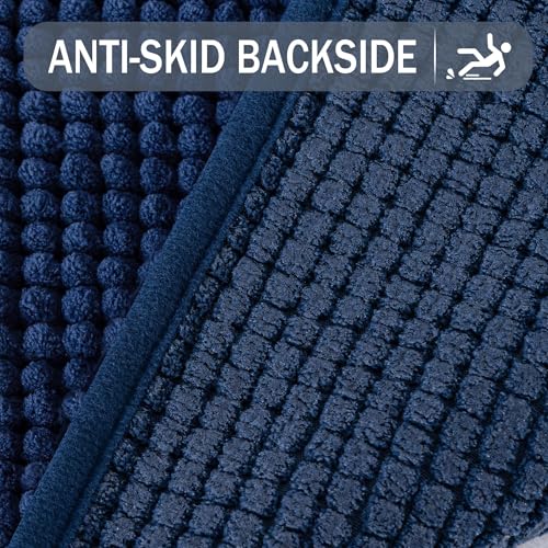 Exclusivo Mezcla Bathroom Rugs Mat 20x30, Extra Soft Absorbent Chenille Bath Rugs Mat, Quick Dry, Machine Washable Bath Mats for Bathroom Floor, Shower, Home Decor, Navy Blue