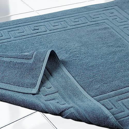 Superior Heavyweight Cotton Bath Mats, 2-Piece Rugs For Bathroom Accessories, Washable Rug For Shower, Toilet, Modern Decor, No Backing, Luxury Hotel And Spa Quality, Set of 2, 22" x 35", Sapphire - color: Sapphire, size: 22" x 35" (Set of 2)